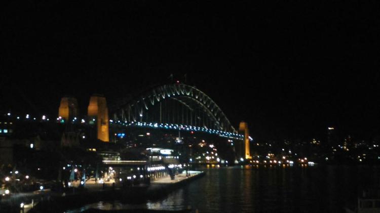 A crappy picture, but the best my phone could do. The Harbour Bridge at night. 